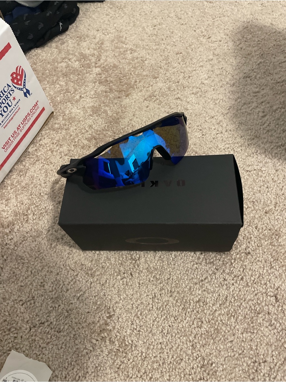 sports sunglasses with blue mirrored lens